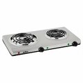 Salton Portable Double Cooktop, 1500 W, 2-Burner, Knob Control, Stainless Steel HP1213